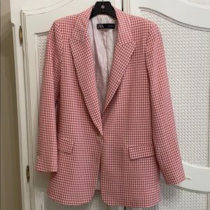 Zara Pink Gingham Blazer